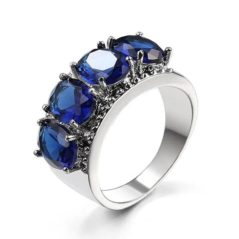 Simple Luxury 4 Sapphire Ring - 925 Sterling Silver