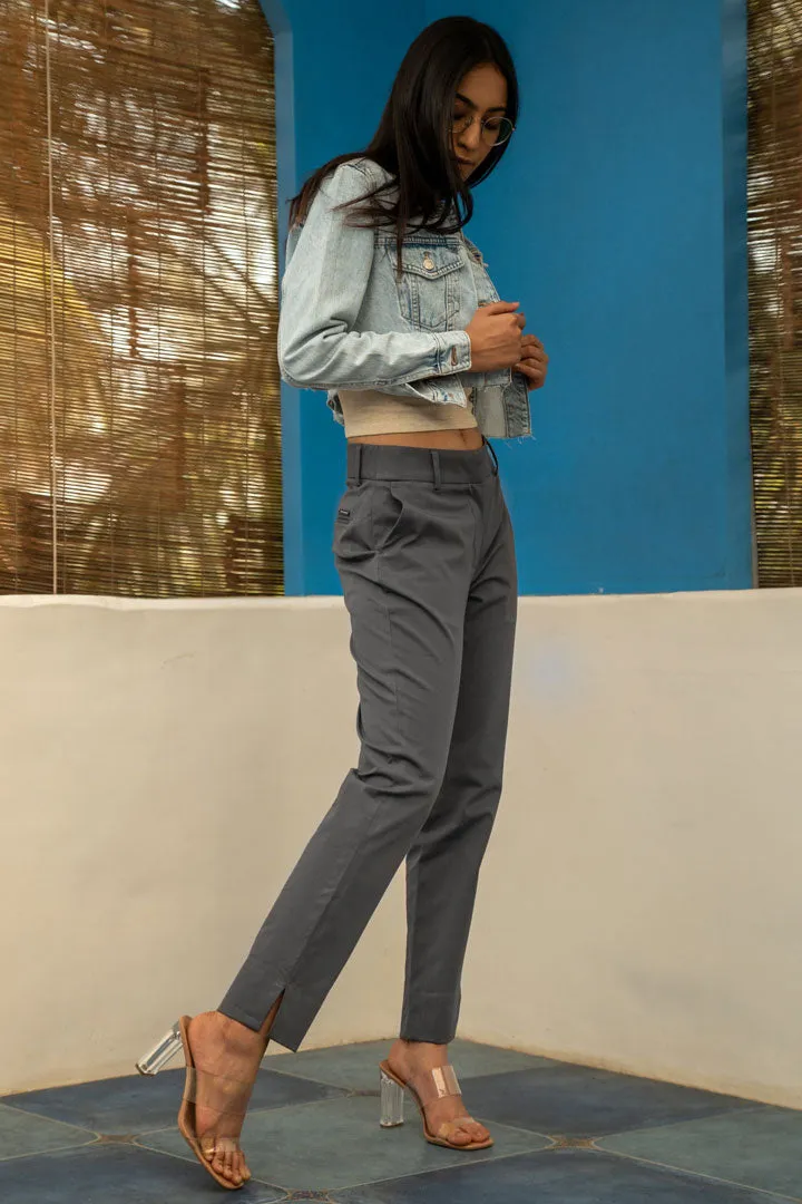 Spanish Grey Stretch Chino Pants - Women