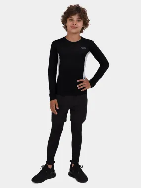 SuperThermal Compression Base Layer Long Sleeve Crew Neck For Boys With Brushed Inner Fabric