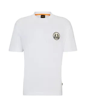 T-Shirt Uomo Boss Teglitchlogo Bianco