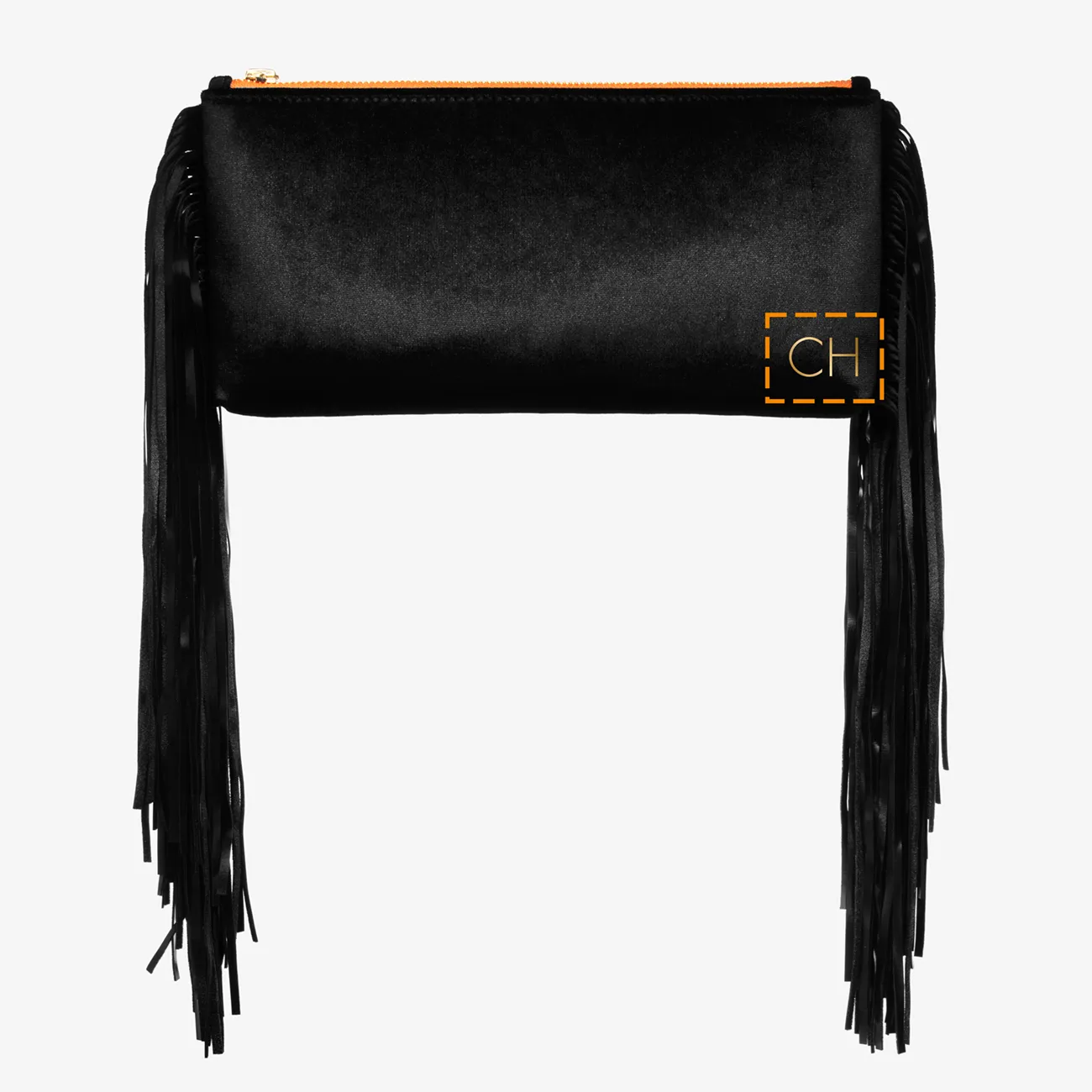 Velvet Fringe Clutch "Starlight Black"