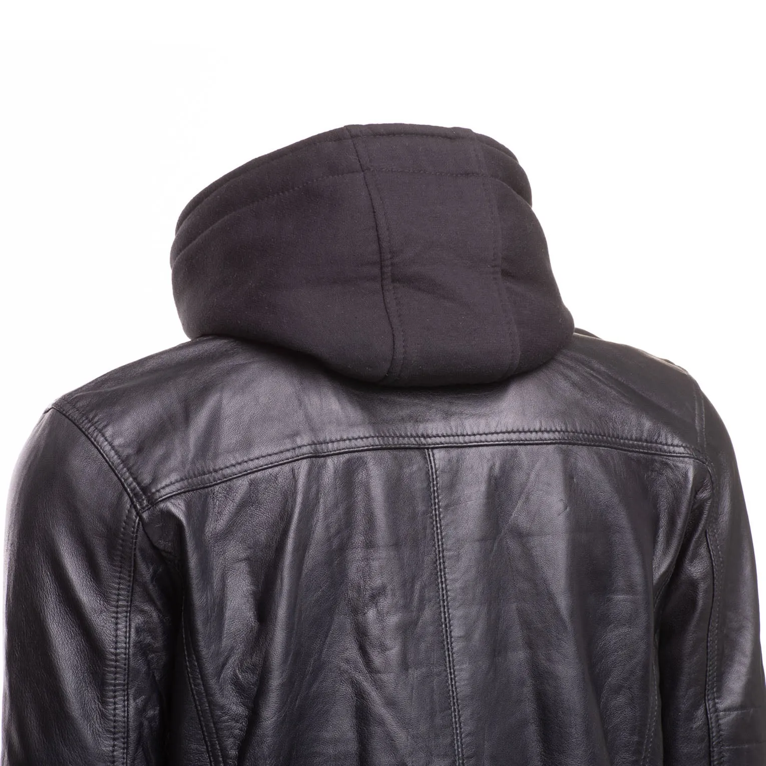 Wilder Black Leather Jacket With Removable Hoodie