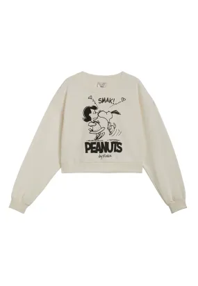 Women's crewneck sweatshirt with Peanuts graphics S4WMCS3-ST2MN W42 white