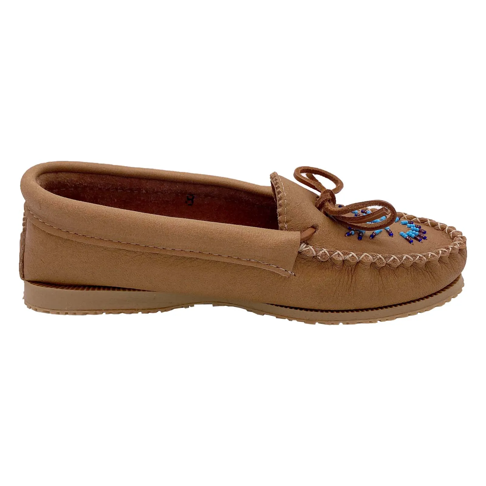 Women's Rubber Sole Beaded Moccasin Shoes